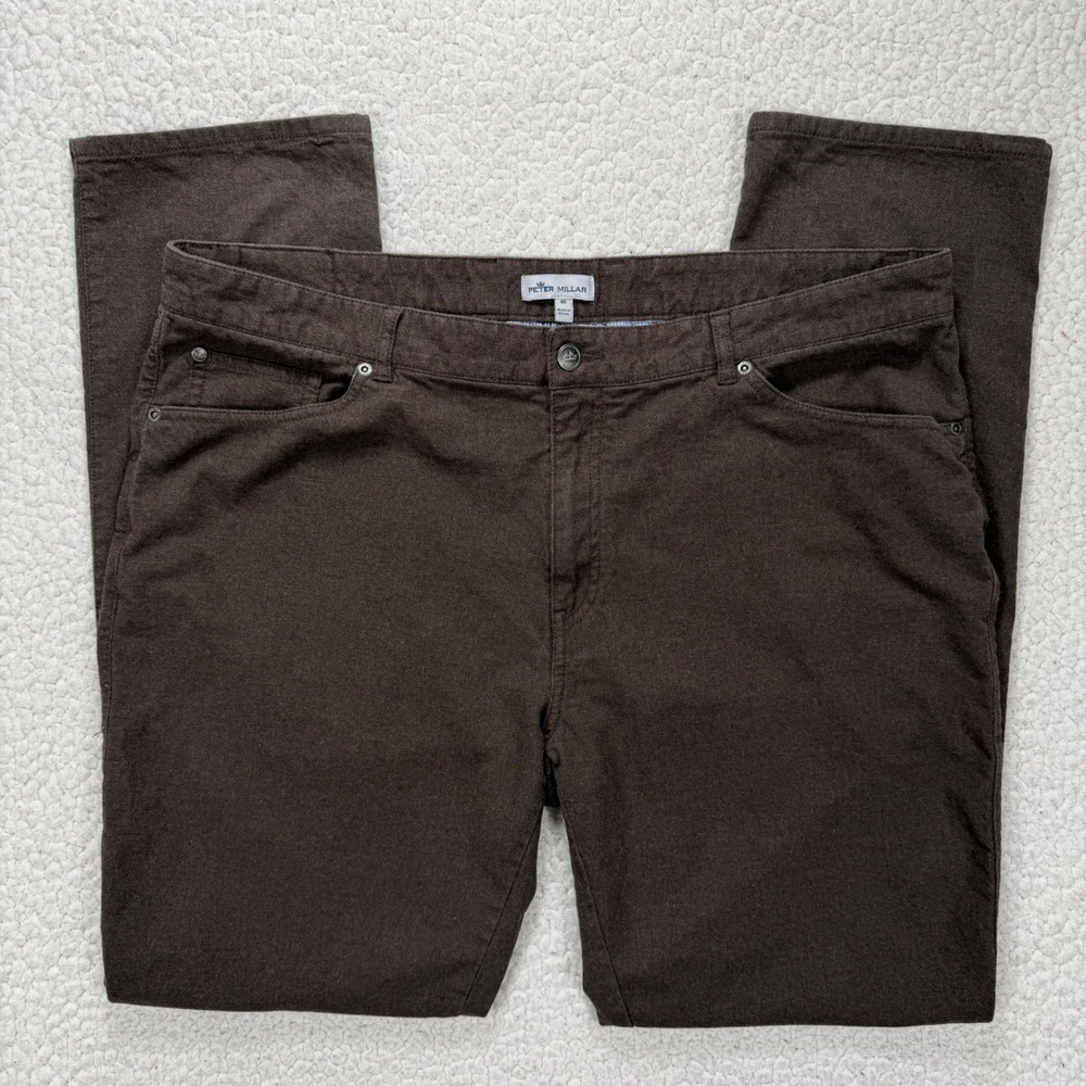 Peter Millar Straight 5-Pocket‎ Pants Mens 40x32 Brown Luxury Preppy Business